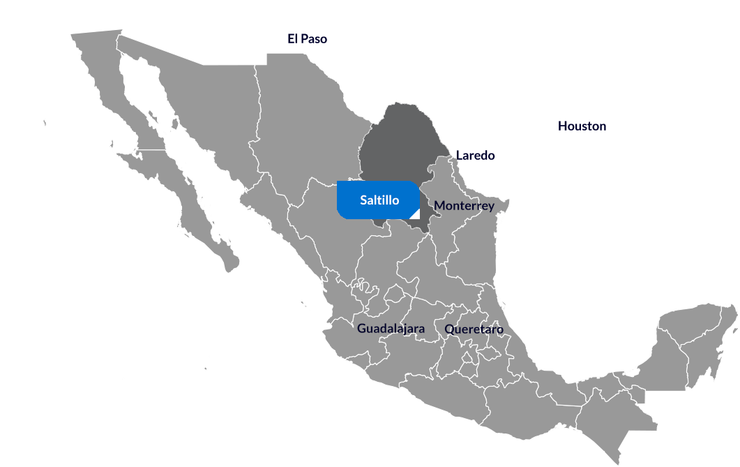 Map of Manufacturing in Saltillo, Coahuila Mexico