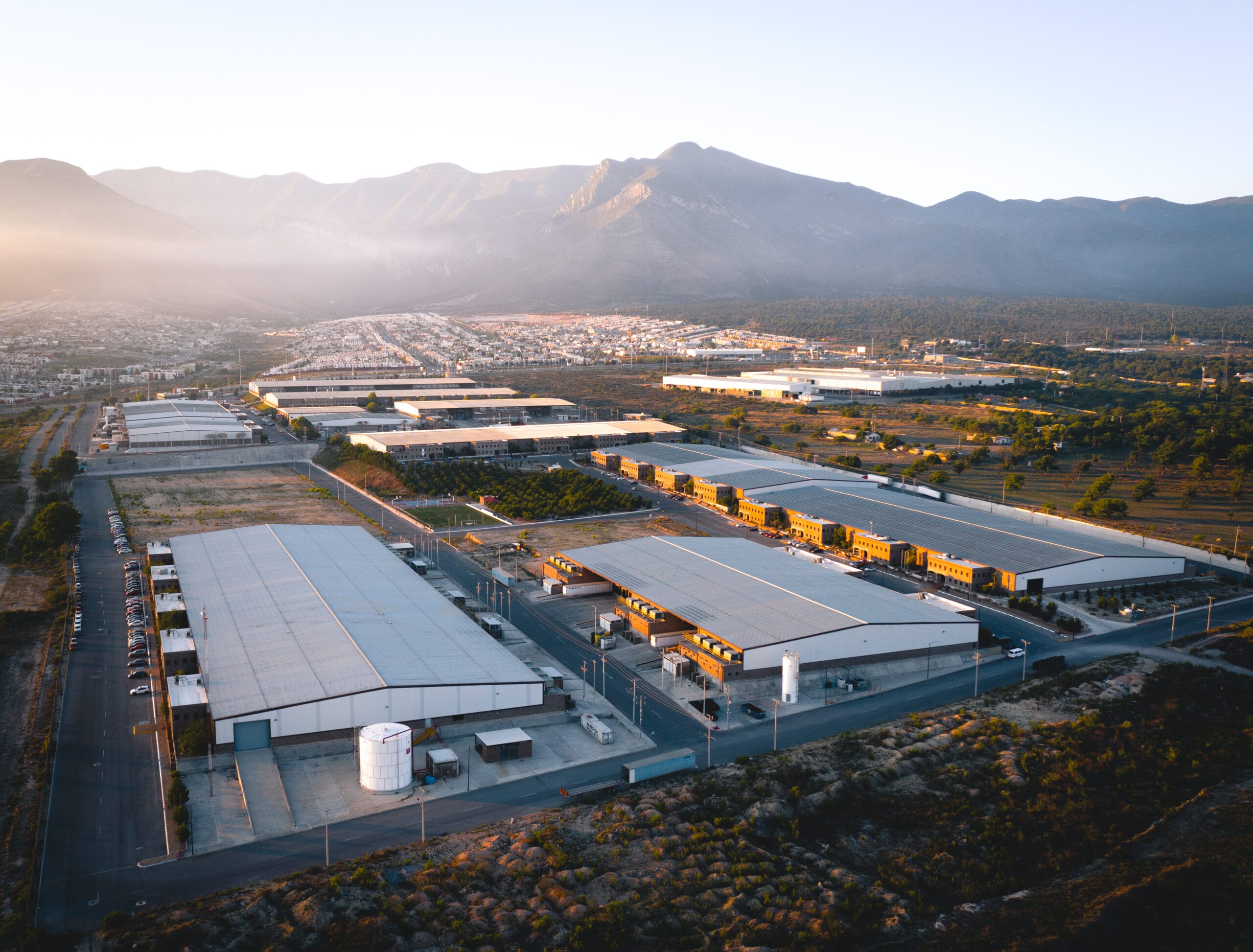 Aerial view of a Tetakawi Manufacturing Campus in Mexico, home to multiple shelter-model manufacturers | Tetakawi