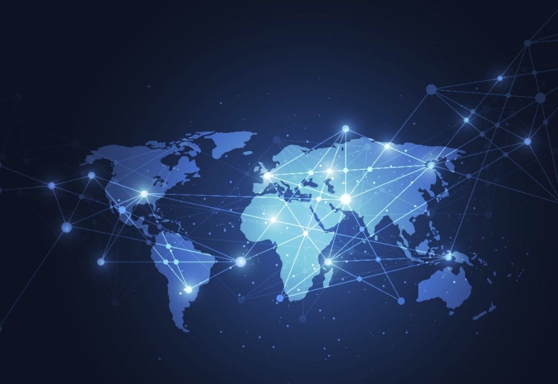 A global trade network graphic illustrating the security the UK-Mexico trade agreement gives manufacturers | Tetakawi