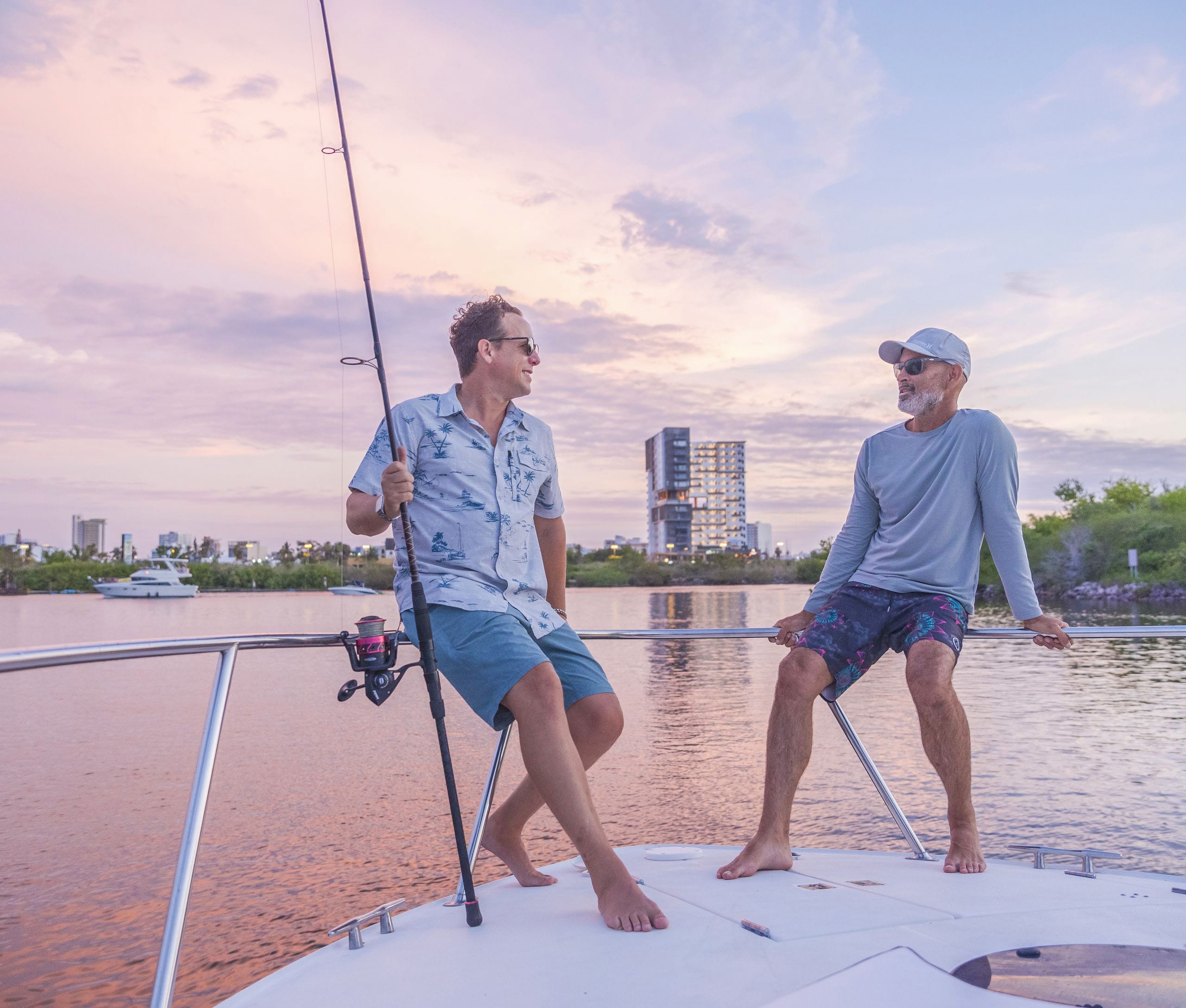 Sport fishing at sunset near the Mazatlán waterfront