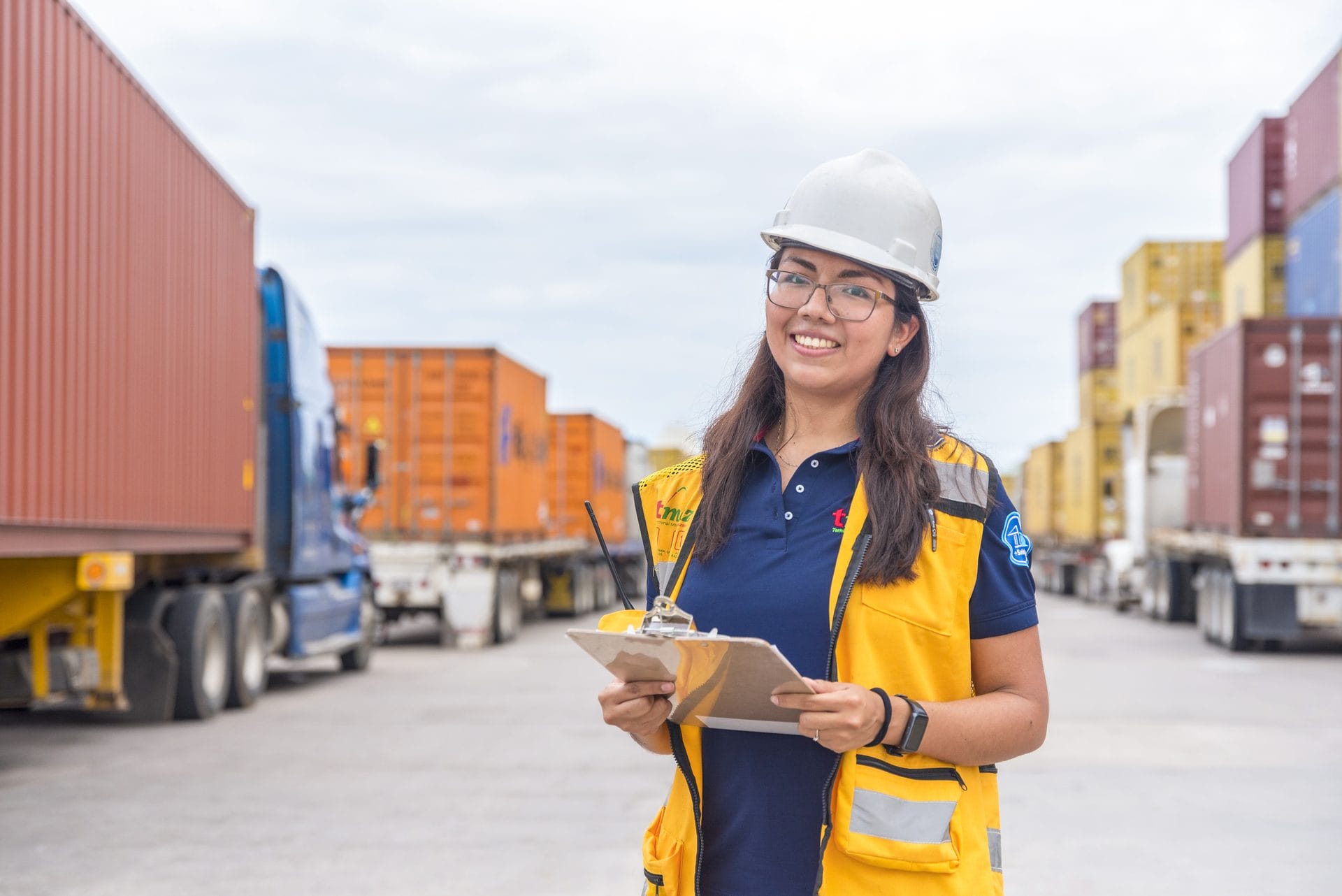 Logistics coordinator receiving cargo at the Port of Mazatlan near the Mazatlan