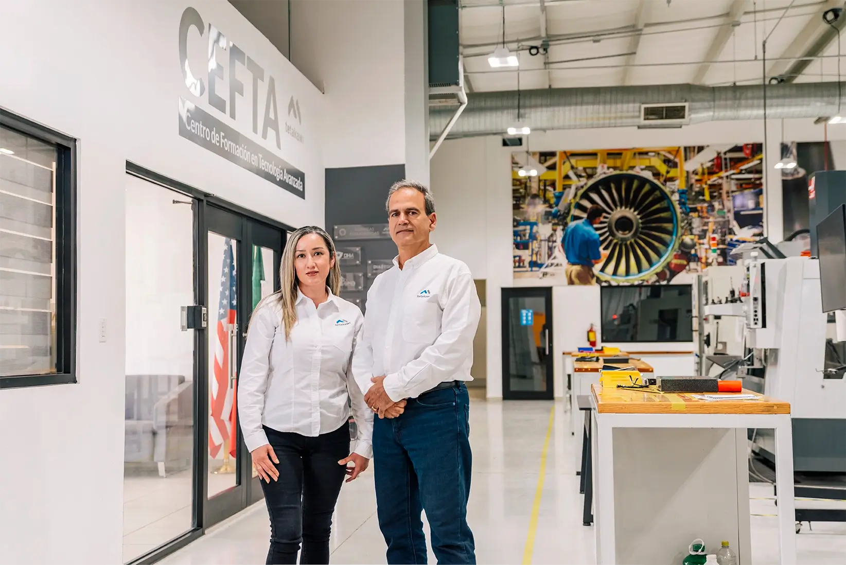 Two Tetakawi team members at the CEFTA advanced technology training center for workforce development in Mexico | Tetakawi